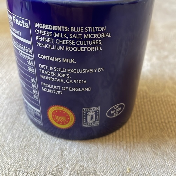 Trader Joes cobalt blue Coffee Mug Cup Tea Jar Blue Stilton Cheese - Picture 5 of 7
